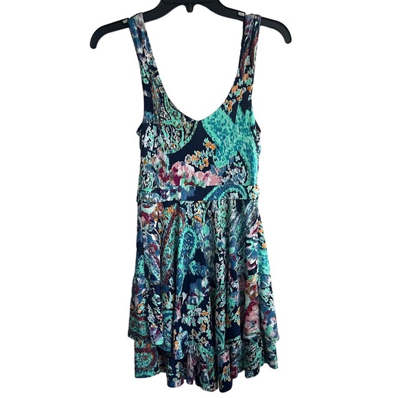 Free People Multicolored Paisley Tiered Sleeveless Mini Dress - Picture 4 of 7